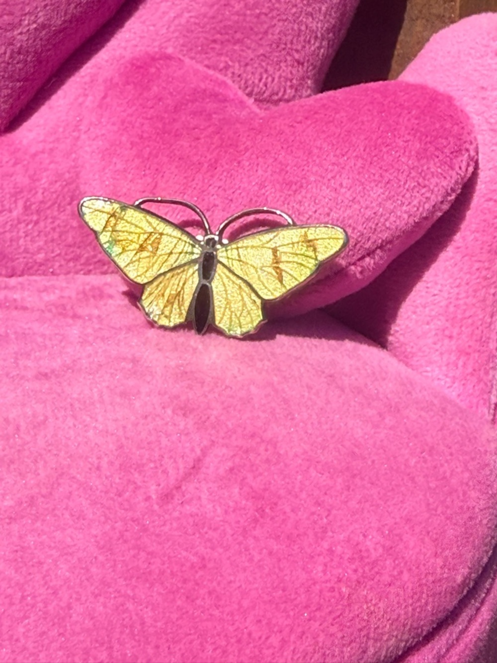 EUC Vintage Guilloche Enamel Butterfly Norwegian Silver Brooch